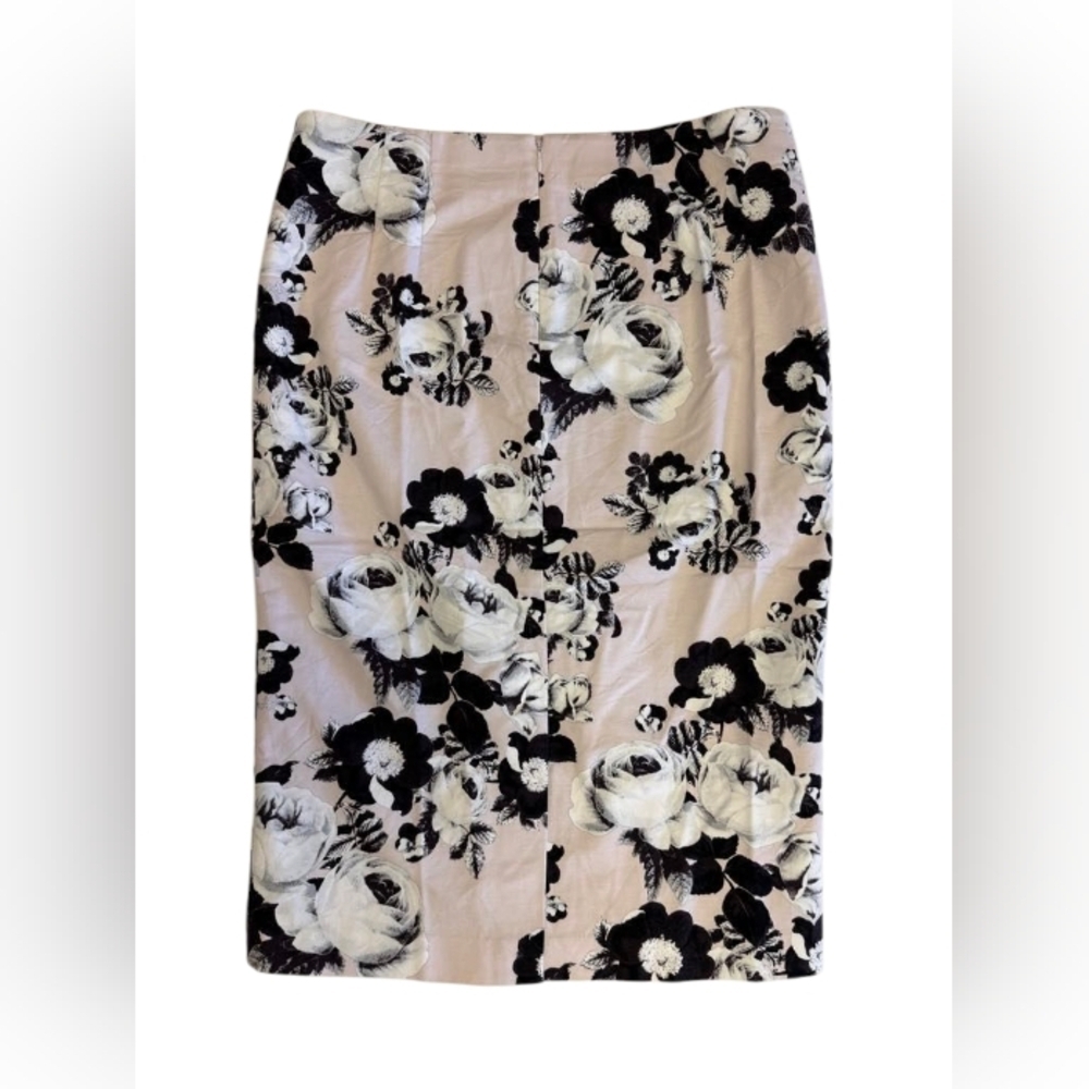 Lord & Taylor EUC Pencil Skirt Midi Floral Pink/White/Black Size 10 - Picture 5 of 10